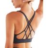 RUNNING GIRL Sports Bras for Women Pack Criss Cross Back Sexy Strappy Sports Bra Seamless Padded Yoga Bra with Removable Cups(Charcoal Gray)