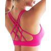RUNNING GIRL Sports Bras for Women Pack Criss Cross Back Sexy Strappy Sports Bra Seamless Padded Yoga Bra with Removable Cups(Hot Pink)