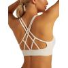 RUNNING GIRL Sports Bras for Women Pack Criss Cross Back Sexy Strappy Sports Bra Seamless Padded Yoga Bra with Removable Cups(Whisper White)