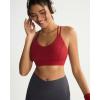RUNNING GIRL Sports Bras for Women Pack Criss Cross Back Sexy Strappy Sports Bra Seamless Padded Yoga Bra with Removable Cups(Wine Red)
