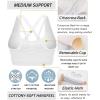 RUNNING GIRL Sports Bras for Women Pack Criss Cross Back Sexy Strappy Sports Bra Seamless Padded Yoga Bra with Removable Cups(Y-white)