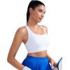 RUNNING GIRL Sports Bras for Women,Criss Cross Back Running Bra Molded Cup Sports Bras with Sewn in Pads(White)