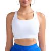 RUNNING GIRL Sports Bras for Women,Criss Cross Back Running Bra Molded Cup Sports Bras with Sewn in Pads(White)