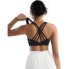 RUNNING GIRL Sports Bras for Women,High Impact Criss Cross Back Molded Cup Running Bra with Sewn in Pads(Black)