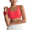 RUNNING GIRL Sports Bras for Women,High Impact Criss Cross Back Molded Cup Running Bra with Sewn in Pads(Red)