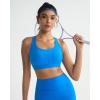 RUNNING GIRL Sports Bras for Women,High Impact Criss Cross Back Molded Cup Running Bra with Sewn in Pads(Sparkle Blue)