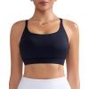 RUNNING GIRL Sports Bras for Women,Light Impact Molded Cup Strap Sports Bra with Sewn in Pads,Best for A-C Cup(Black)