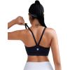 RUNNING GIRL Sports Bras for Women,Light Impact Molded Cup Strap Sports Bra with Sewn in Pads,Best for A-C Cup(Black)