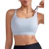 RUNNING GIRL Sports Bras for Women,Light Impact Molded Cup Strap Sports Bra with Sewn in Pads,Best for A-C Cup(Grey)