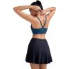 RUNNING GIRL Sports Bras for Women,Light Impact Molded Cup Strap Sports Bra with Sewn in Pads,Best for A-C Cup(Navy Blue)