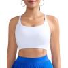 RUNNING GIRL Sports Bras for Women,Light Impact Molded Cup Strap Sports Bra with Sewn in Pads,Best for A-C Cup(White)