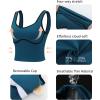 RUNNING GIRL Sports Bras for Women,Longline Workout Crop Tank Tops Padded with Built in Shelf Padded Sports Bra(Dark Blue)