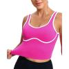 RUNNING GIRL Sports Bras for Women,Longline Workout Crop Tank Tops Padded with Built in Shelf Padded Sports Bra(Hot Pink)