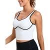 RUNNING GIRL Sports Bras for Women,Longline Workout Crop Tank Tops Padded with Built in Shelf Padded Sports Bra(White)