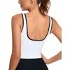 RUNNING GIRL Sports Bras for Women,Longline Workout Crop Tank Tops Padded with Built in Shelf Padded Sports Bra(White)