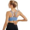 RUNNING GIRL Sports Bras for Women,Padded Sports Bra Tank Top Sexy Crisscross Back High Impact Longline Workout Yoga Bra(1-blue)