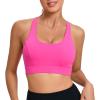 RUNNING GIRL Sports Bras for Women,Padded Sports Bra Tank Top Sexy Crisscross Back High Impact Longline Workout Yoga Bra(1-hot Pink)
