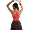 RUNNING GIRL Sports Bras for Women,Padded Strappy Sports Bras Criss-Cross Back Medium Support Sports Bras with Removable Cups(A-deep Red)