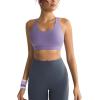 RUNNING GIRL Sports Bras for Women,Padded Strappy Sports Bras Criss-Cross Back Medium Support Sports Bras with Removable Cups(A-dusty Lavender)