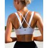 RUNNING GIRL Sports Bras for Women,Padded Strappy Sports Bras Criss-Cross Back Medium Support Sports Bras with Removable Cups(D-snow White)