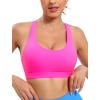 RUNNING GIRL Sports Bras for Women,Padded Strappy Sports Bras Criss-Cross Back Medium Support Sports Bras with Removable Cups(Y-brilliant Pink)