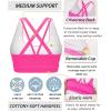 RUNNING GIRL Sports Bras for Women,Padded Strappy Sports Bras Criss-Cross Back Medium Support Sports Bras with Removable Cups(Y-brilliant Pink)