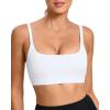 RUNNING GIRL Sports Bras for Women,Square Neck Sports Bra Medium Support Yoga Bra Workout Crop Top with Removable Cups(1-bright White)