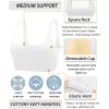 RUNNING GIRL Sports Bras for Women,Square Neck Sports Bra Medium Support Yoga Bra Workout Crop Top with Removable Cups(1-bright White)
