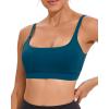 RUNNING GIRL Sports Bras for Women,Square Neck Sports Bra Medium Support Yoga Bra Workout Crop Top with Removable Cups(1-dark Blue)