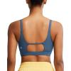 RUNNING GIRL Sports Bras for Women,Square Neck Sports Bra Medium Support Yoga Bra Workout Crop Top with Removable Cups(1-light Blue)