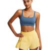 RUNNING GIRL Sports Bras for Women,Square Neck Sports Bra Medium Support Yoga Bra Workout Crop Top with Removable Cups(1-light Blue)