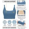 RUNNING GIRL Sports Bras for Women,Square Neck Sports Bra Medium Support Yoga Bra Workout Crop Top with Removable Cups(1-light Blue)