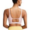RUNNING GIRL Sports Bras for Women,Square Neck Sports Bra Medium Support Yoga Bra Workout Crop Top with Removable Cups(1-pink)