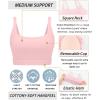 RUNNING GIRL Sports Bras for Women,Square Neck Sports Bra Medium Support Yoga Bra Workout Crop Top with Removable Cups(1-pink)