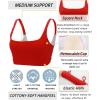 RUNNING GIRL Sports Bras for Women,Square Neck Sports Bra Medium Support Yoga Bra Workout Crop Top with Removable Cups(1-red)