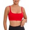 RUNNING GIRL Sports Bras for Women,Square Neck Sports Bra Medium Support Yoga Bra Workout Crop Top with Removable Cups(1-red)