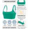 RUNNING GIRL Sports Bras for Women,Square Neck Sports Bra Medium Support Yoga Bra Workout Crop Top with Removable Cups(1-vivid Green)