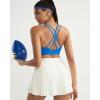 RUNNING GIRL Sports Bras for Women,Strappy Crisscross Back Padded Low Impact Running Sports Bra with Removable Cups(A-sparkle Blue)