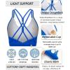 RUNNING GIRL Sports Bras for Women,Strappy Crisscross Back Padded Low Impact Running Sports Bra with Removable Cups(Bright Blue)