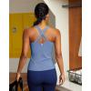 RUNNING GIRL Tank top with Built in Bra for Women,Compression Shirts Crisscross Back Workout Yoga Tops(Light Blue)