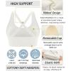RUNNING GIRL White Sports Bras for Women,Crisscross Back Seamless Padded High Support Sports Bra with Removable Pads(2984White_M)
