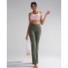 RUNNING GIRL Womens Ribbed V Crossover High Waist Yoga Pants Flare Leggings for Women with Side Pockets(Olive Green)