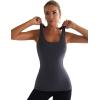 RUNNING GIRL Workout Tank Tops for Women Built in Shelf Bras Padded,Sleeveless Gym Tops Athletic Yoga Shirts(D-grey)