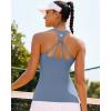 RUNNING GIRL Workout Tank Tops for Women Built in Shelf Bras Padded,Sleeveless Gym Tops Athletic Yoga Shirts(D-light Blue)