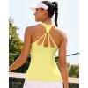 RUNNING GIRL Workout Tank Tops for Women Built in Shelf Bras Padded,Sleeveless Gym Tops Athletic Yoga Shirts(D-yellow)
