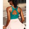 RUNNING GIRL Workout Tank Tops for Women Built in Shelf Bras Padded,Sleeveless Gym Tops Athletic Yoga Shirts(E-green)