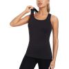 RUNNING GIRL Workout Tank Tops with Built in Bras for Women,Compression Shirt Strappy Back Athletic Yoga Tops(A-black)