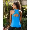 RUNNING GIRL Workout Tank Tops with Built in Bras for Women,Compression Shirt Strappy Back Athletic Yoga Tops(A-bright Blue)