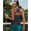 RUNNING GIRL Workout Tank Tops with Built in Bras for Women,Compression Shirt Strappy Back Athletic Yoga Tops(A-dark Grey)