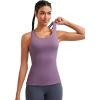 RUNNING GIRL Workout Tank Tops with Built in Bras for Women,Compression Shirt Strappy Back Athletic Yoga Tops(A-deep Purple)